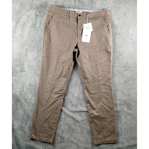 Perk Feel Good Chinos Mens 35x30 Brown Khaki Slim Fit Stretch Twill Casual Pants